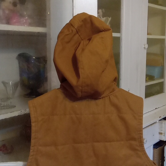 Wrangler Workeear brown denim hooded vest zipper men's large (42-44) - Picture 6 of 7